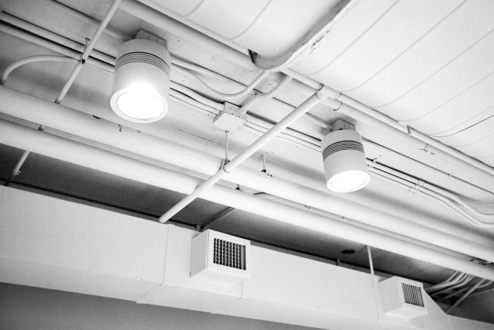 commercial air ducts in a building