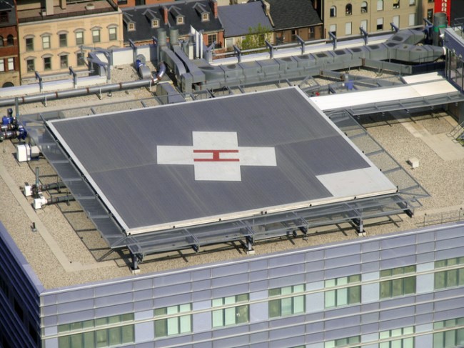 hospital roof with helipad and hvac systems