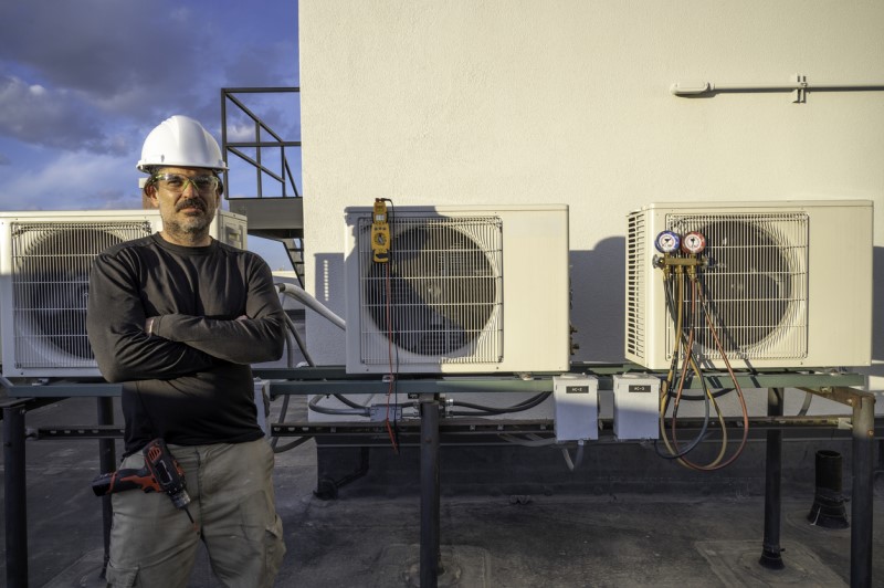 mechanical hvac contractor on a roof