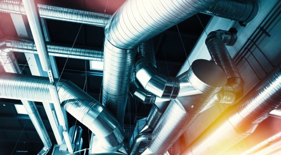 above head shot of commercial ductwork installation